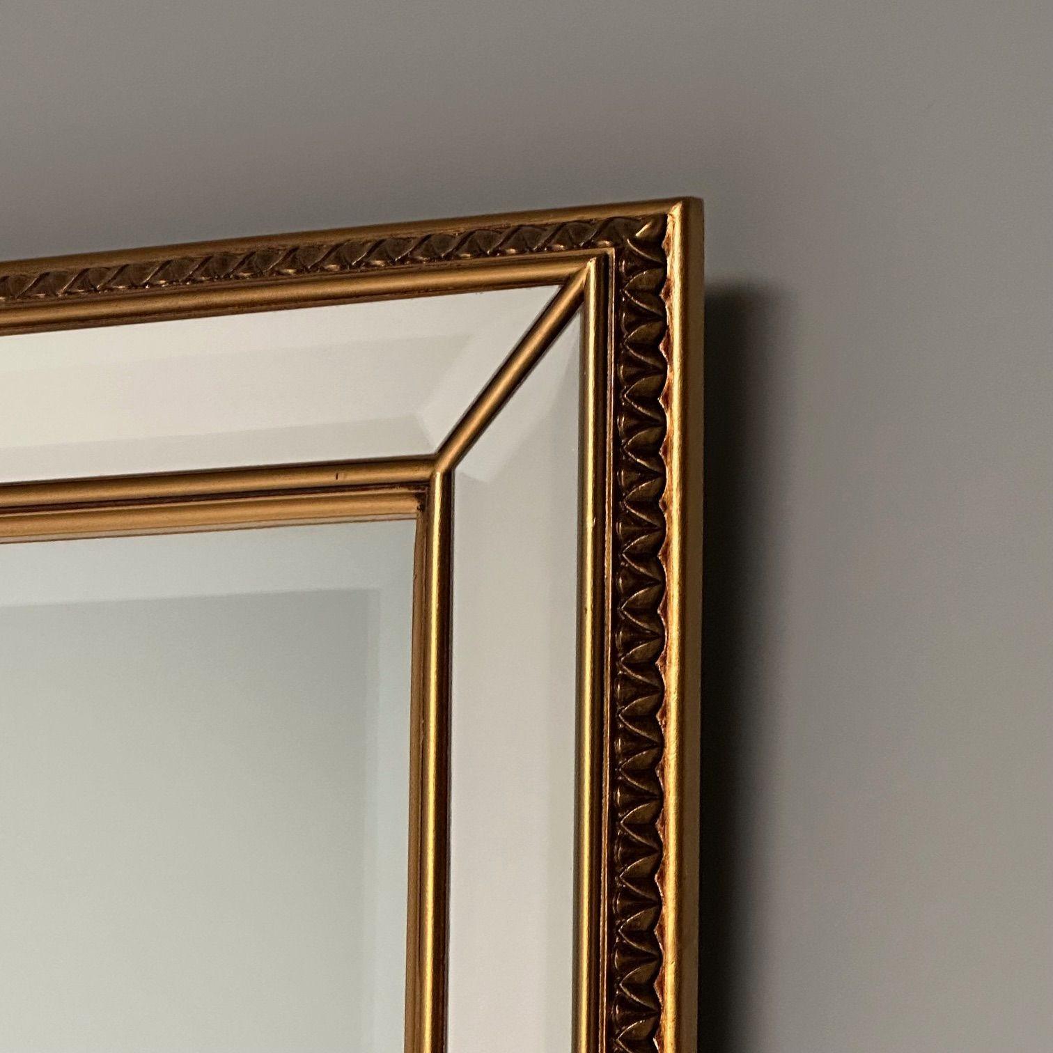 Modern Gilt Gold Beveled Wall, Console or Mantel Mirror For Sale 4