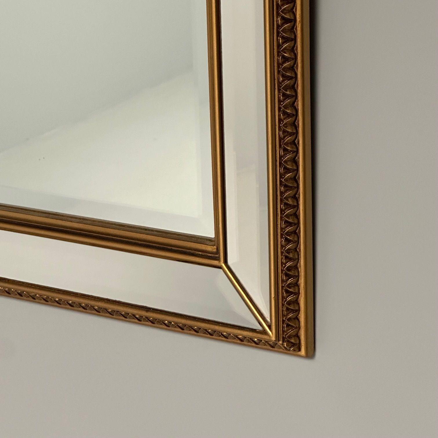 Modern Gilt Gold Beveled Wall, Console or Mantel Mirror For Sale 5