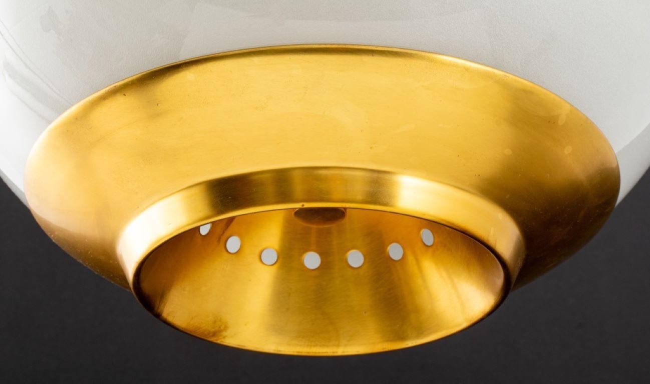 Modern Gilt Metal and Frosted Glass Ceiling Light In Good Condition For Sale In New York, NY
