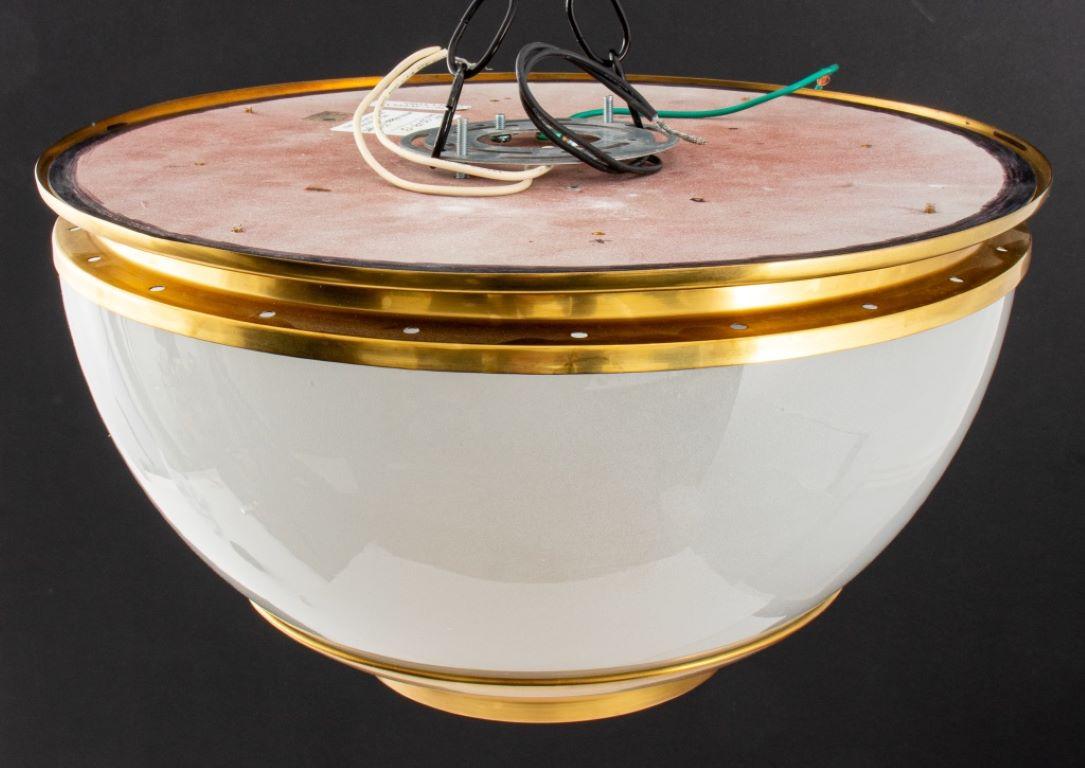 Modern Gilt Metal and Frosted Glass Ceiling Light For Sale 2