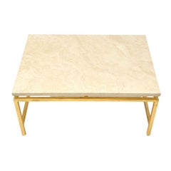 Modern Gilt Metal and Stone Coffee Table