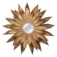 Modern Gilt Metal Starburst Flower Mirror
