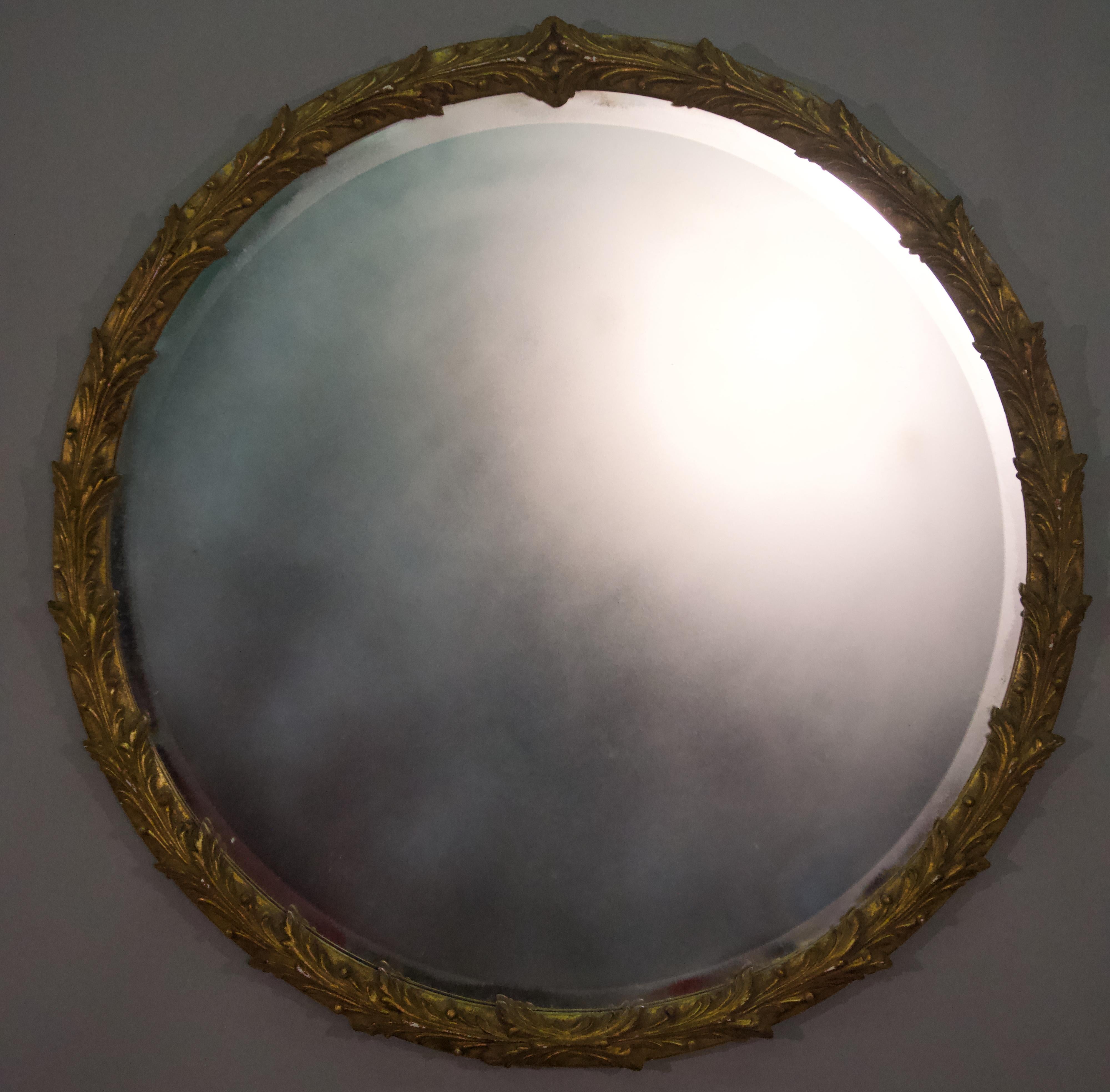 Modern giltwood beveled mirror, contemporary mirror plate with spray matte finish for photo purposes only.