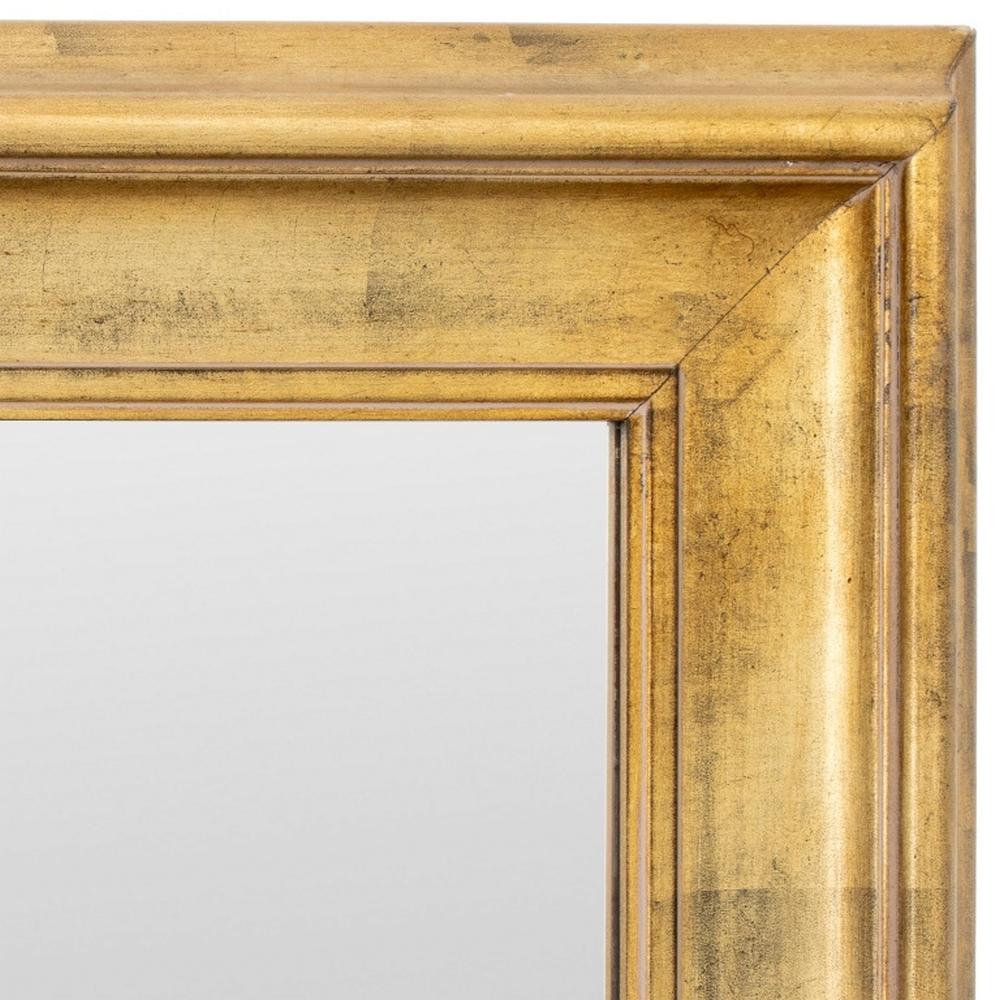 Modern Giltwood Rectangular Gold Leaf Wall Mirror, with beveled glass mirror plate. 57