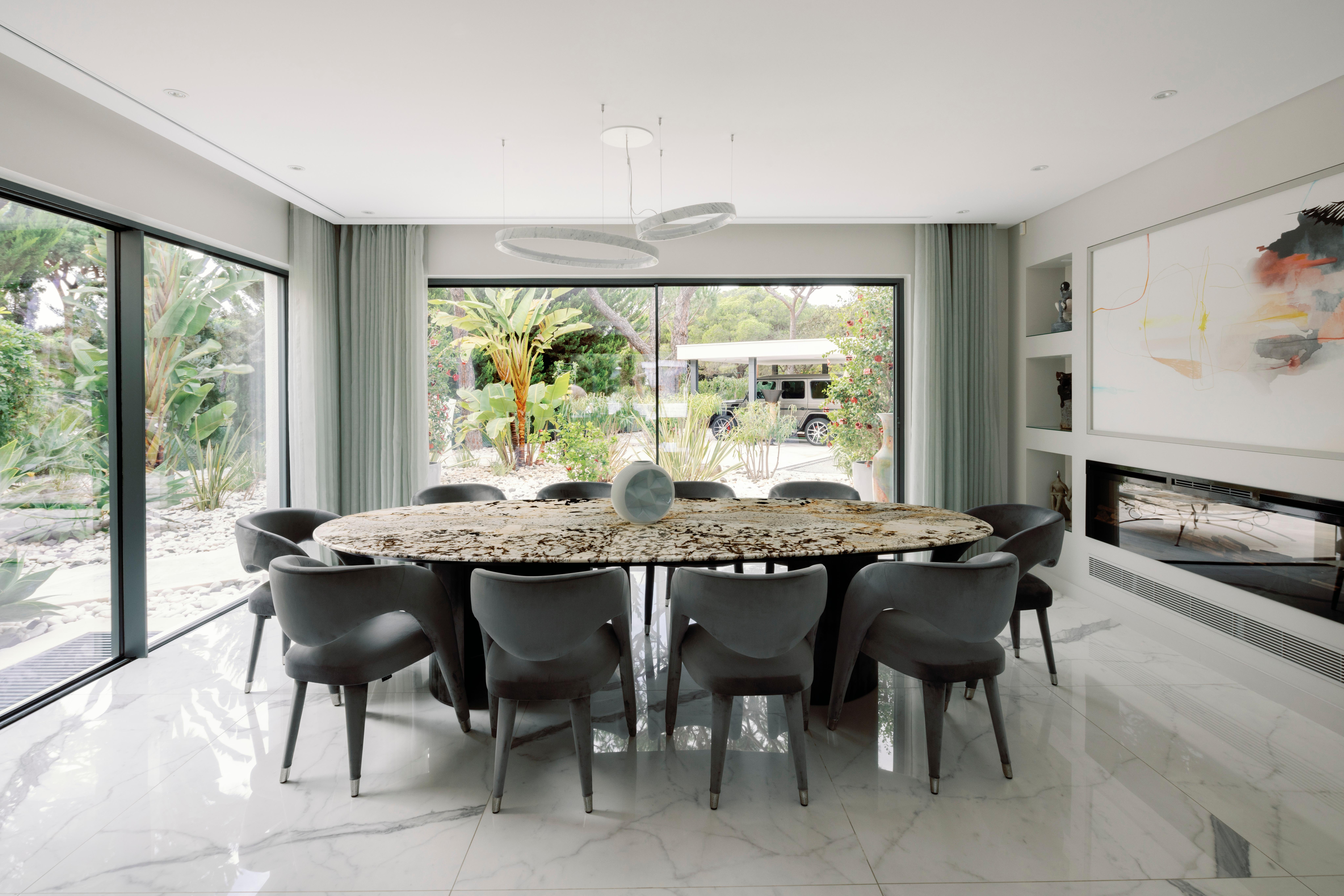 Modern Gimonde Dining Table, Natural Quartz, Brass, Handmade Portugal Greenapple For Sale 4