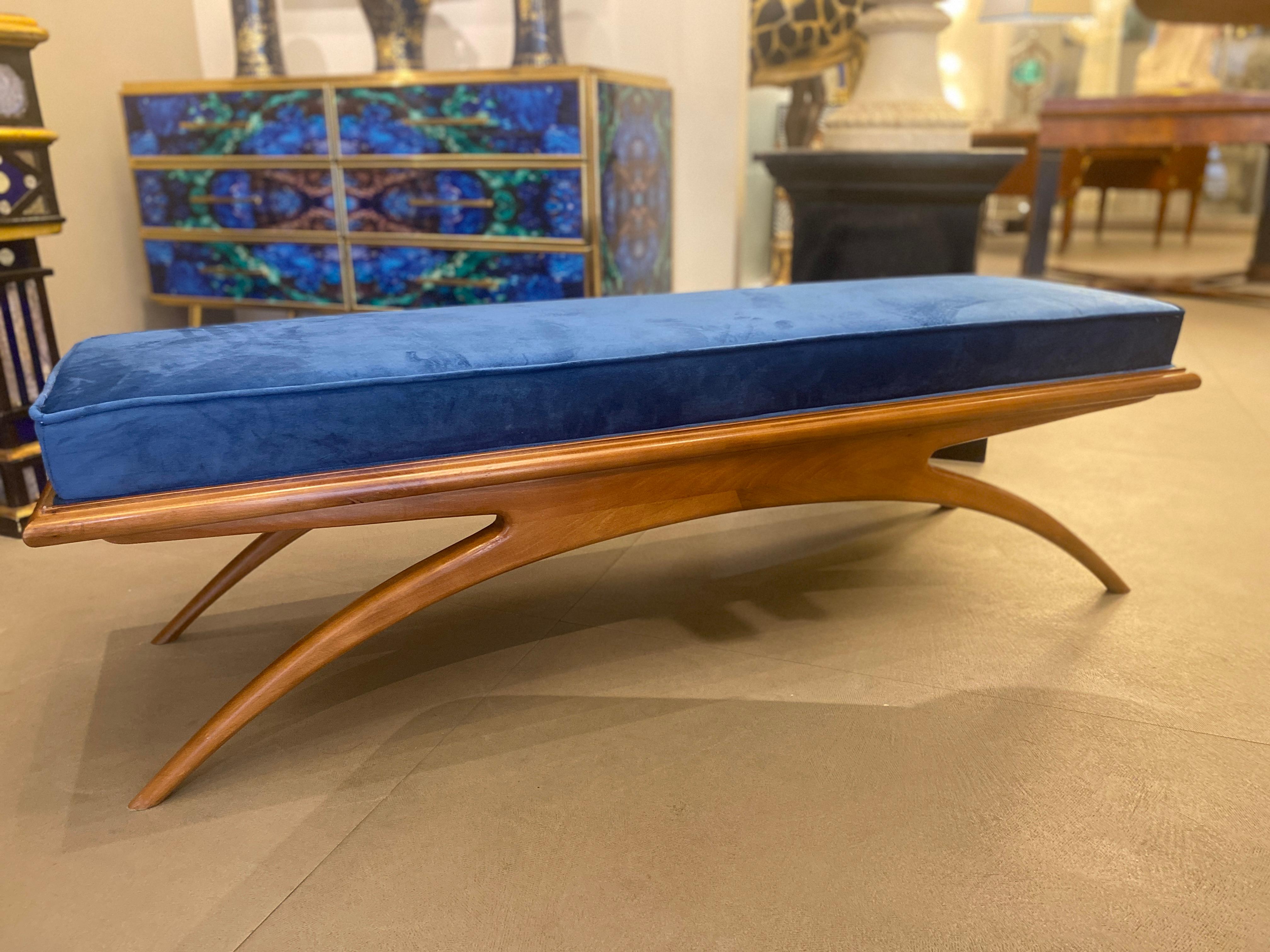 Wood Modern Gio Ponti Style Window Bench or Settee For Sale