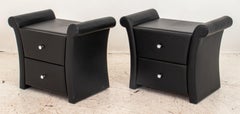 Modern Glamour Fashion Vegan Leather Nightstands, Pair