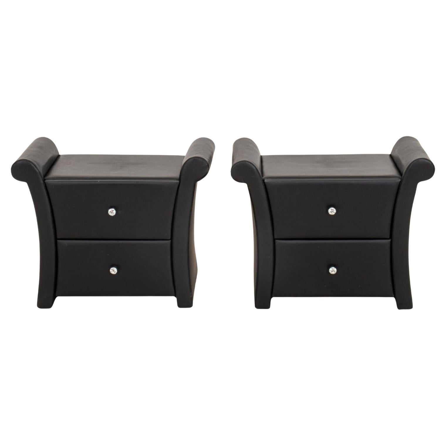 Modern Glamour Fashion Vegan Leather Nightstands, Pair