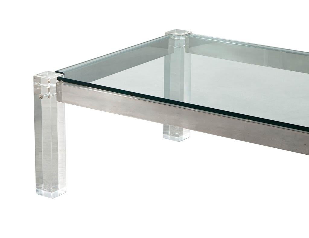 American Modern Glass and Acrylic Cocktail Table For Sale