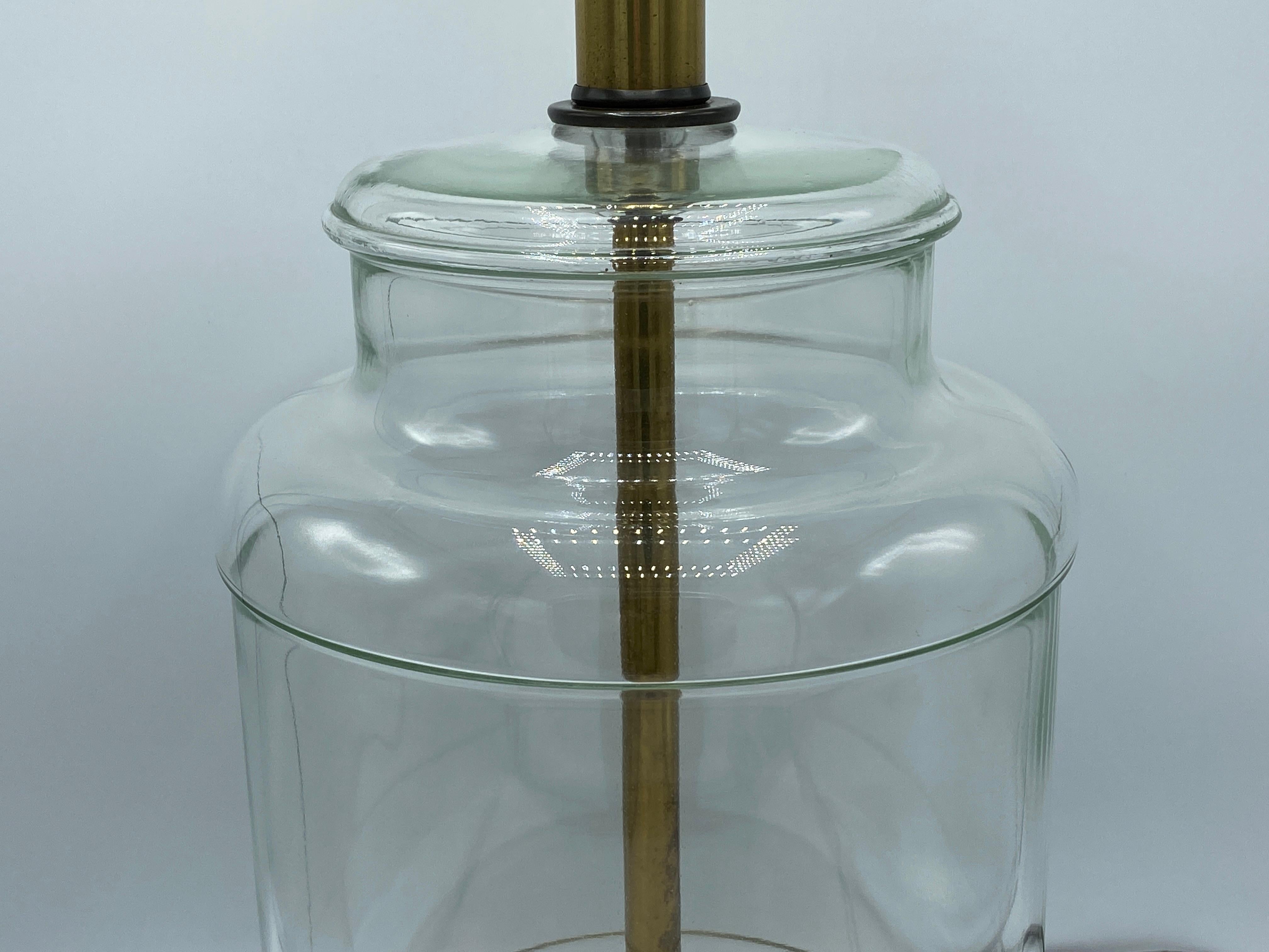 Modern Glass and Brass Table Lamp, 1960s For Sale 7