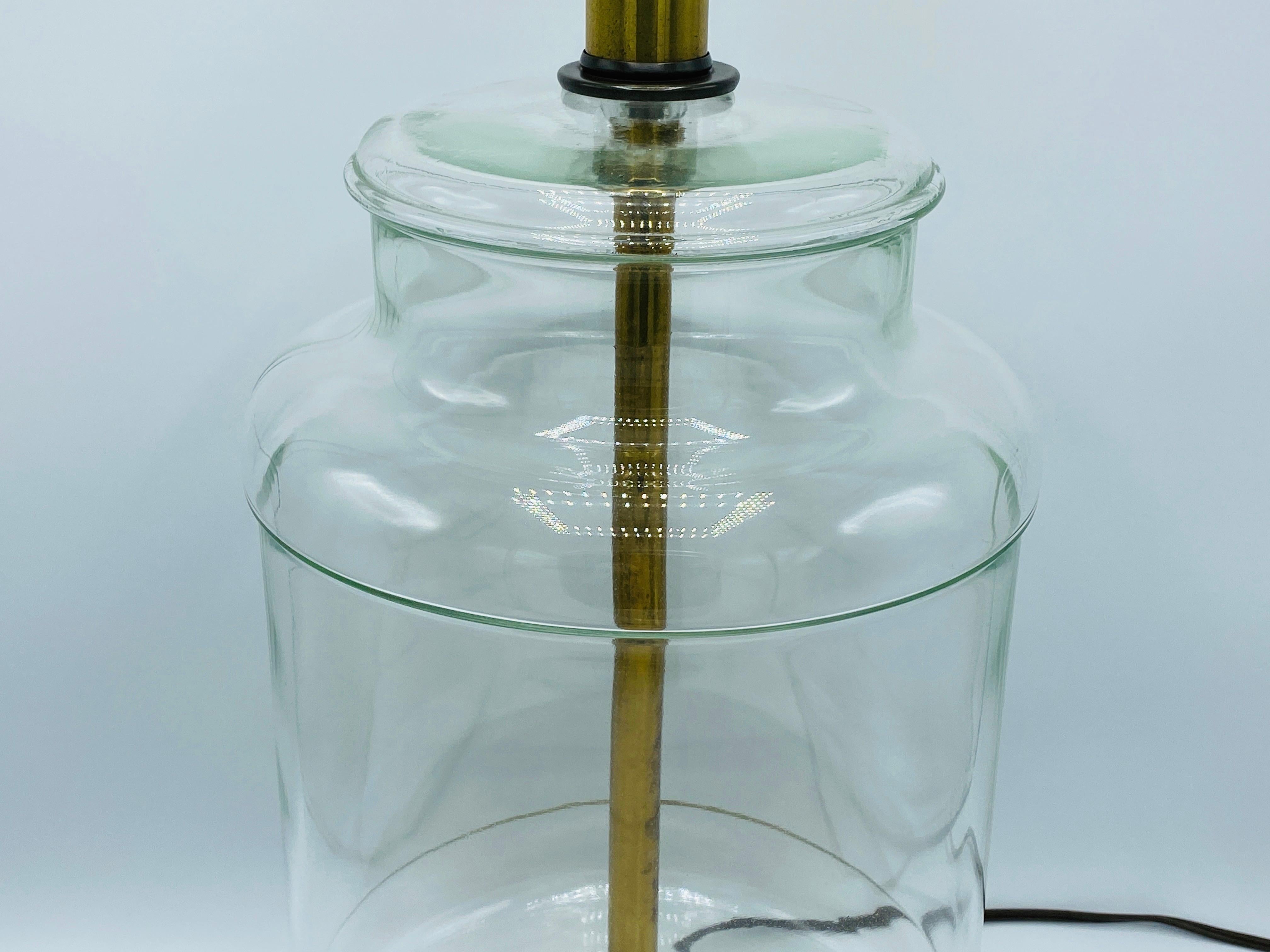 Modern Glass and Brass Table Lamp, 1960s In Good Condition For Sale In Richmond, VA