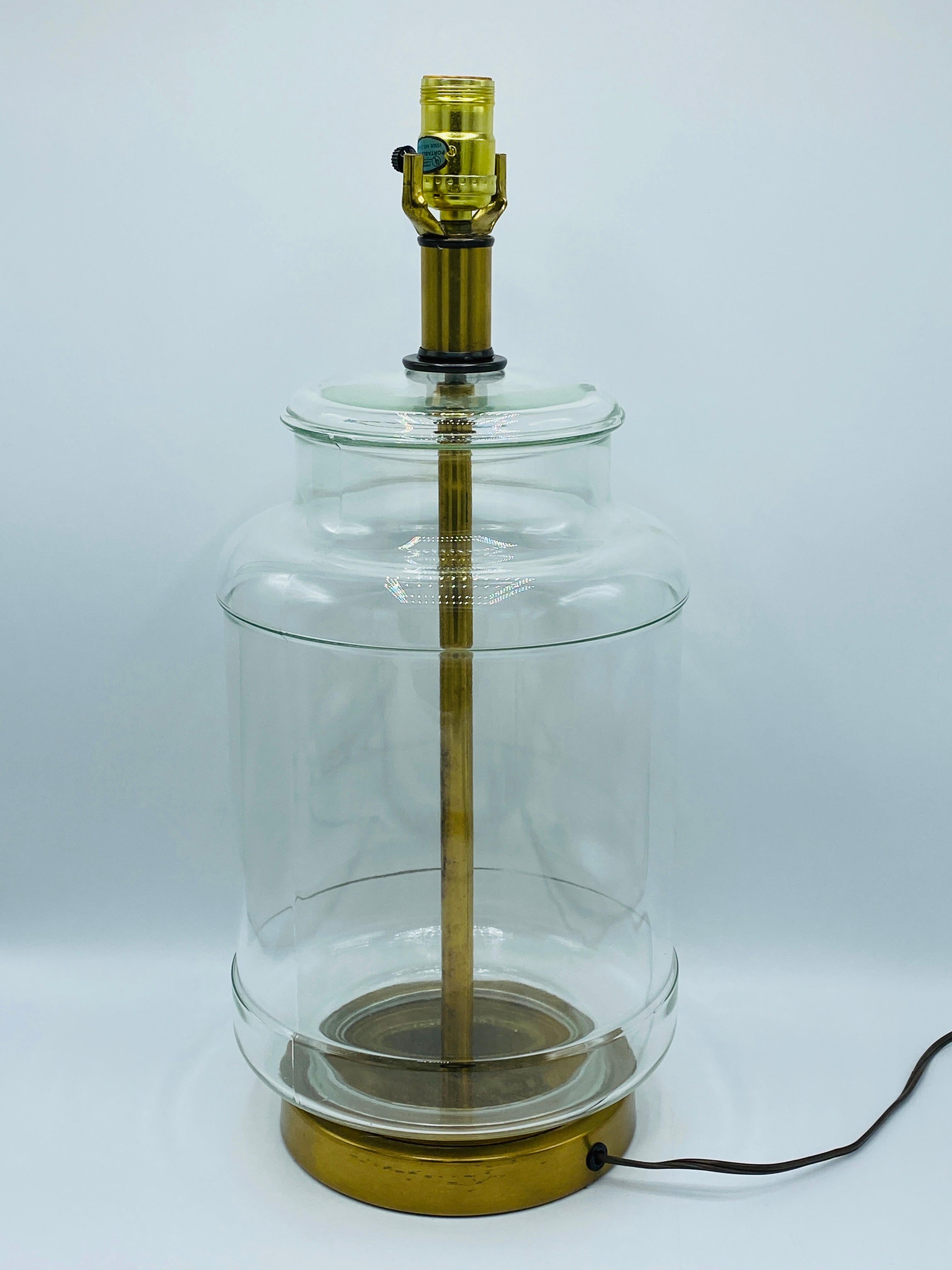 Modern Glass and Brass Table Lamp, 1960s For Sale 2