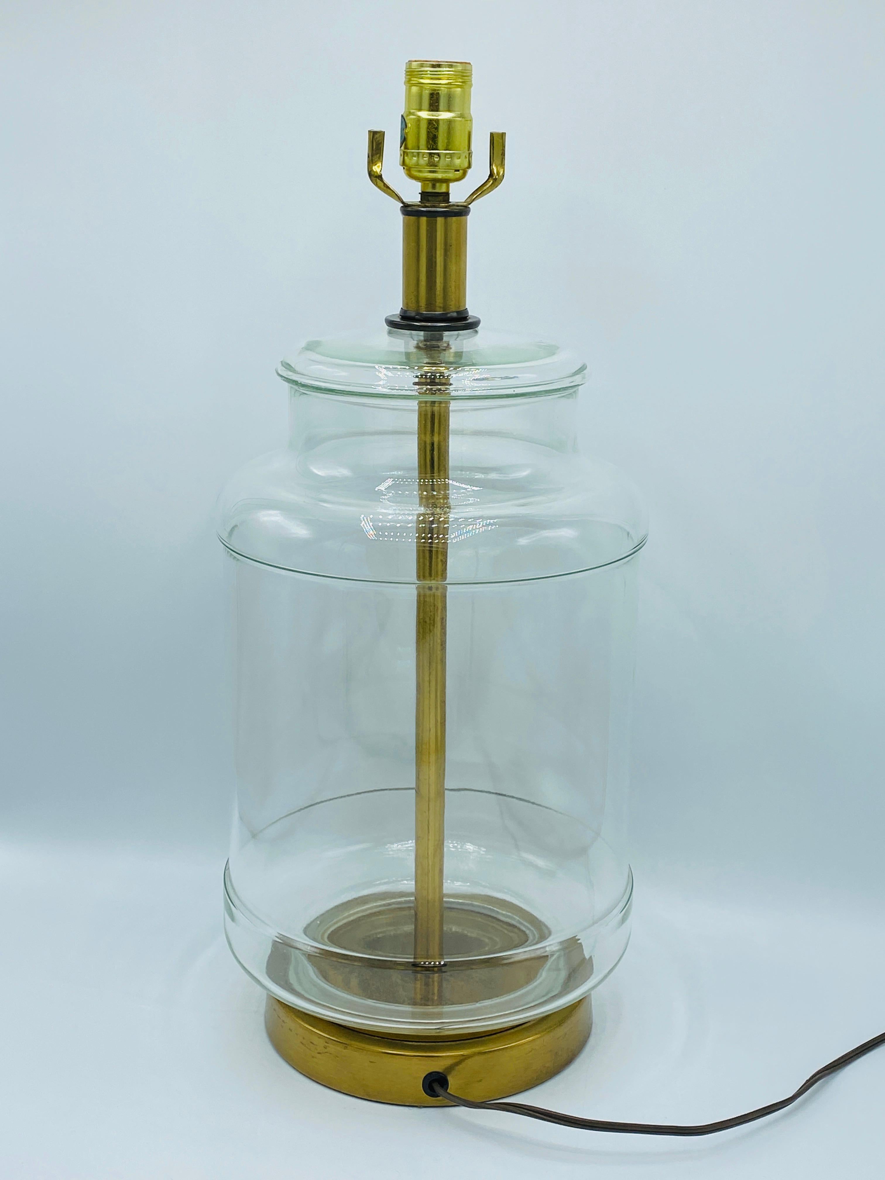 Modern Glass and Brass Table Lamp, 1960s For Sale 3