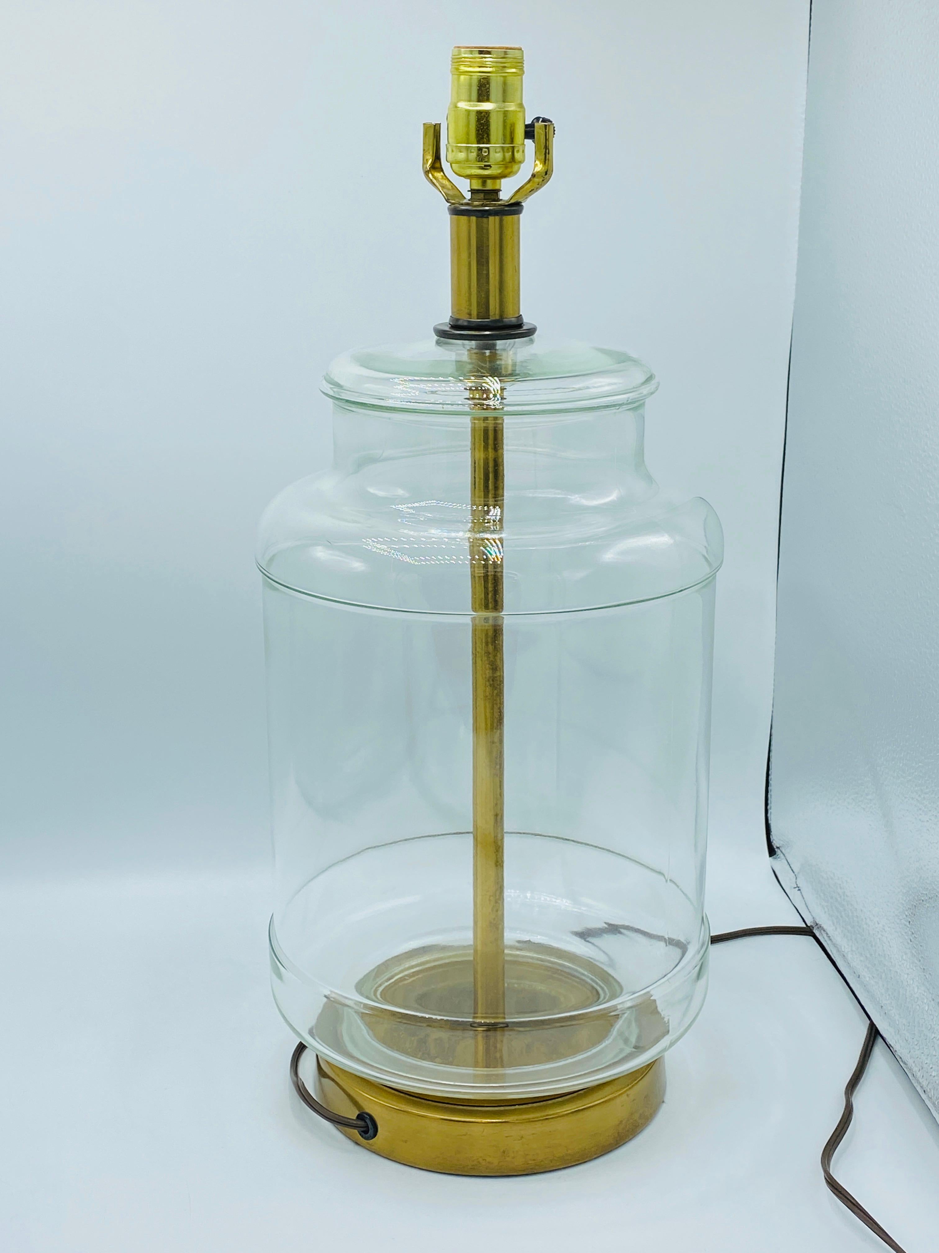 Modern Glass and Brass Table Lamp, 1960s For Sale 4