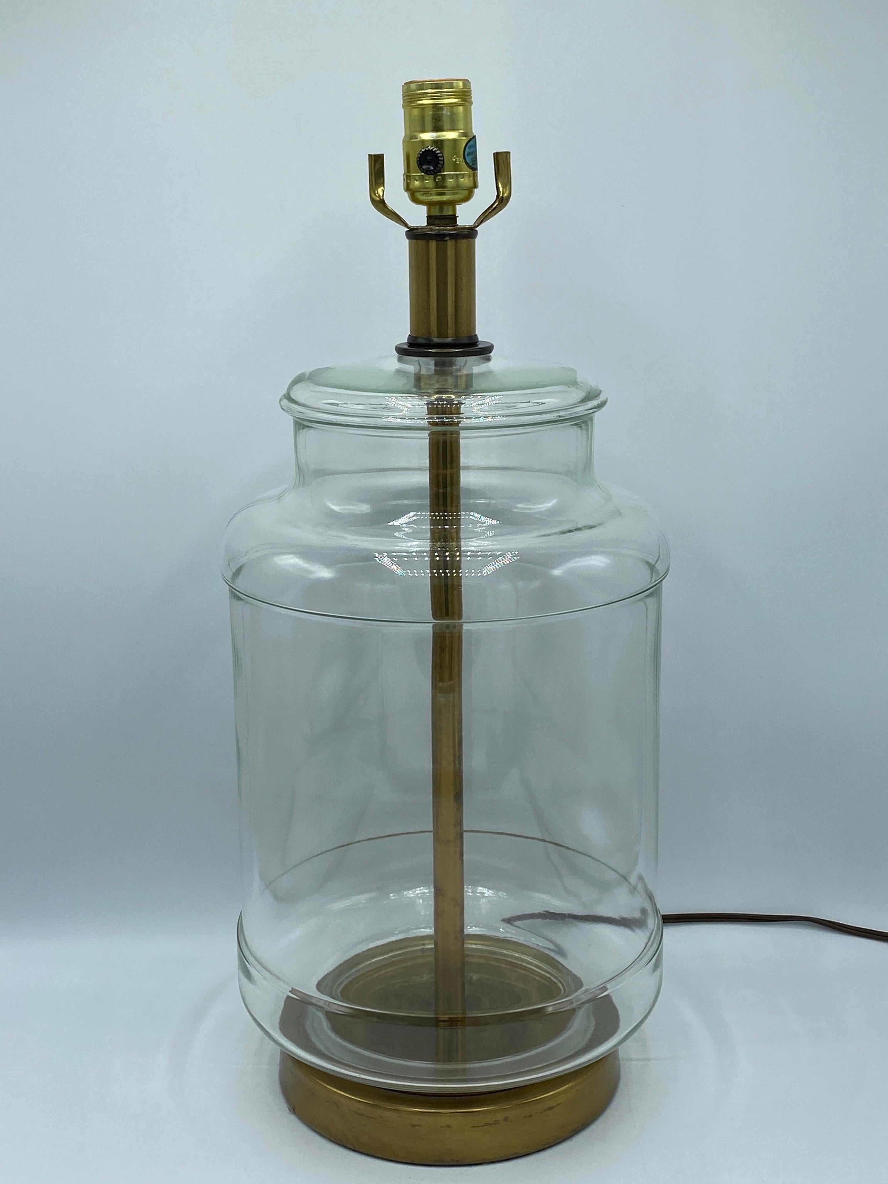 Modern Glass and Brass Table Lamp, 1960s For Sale 5