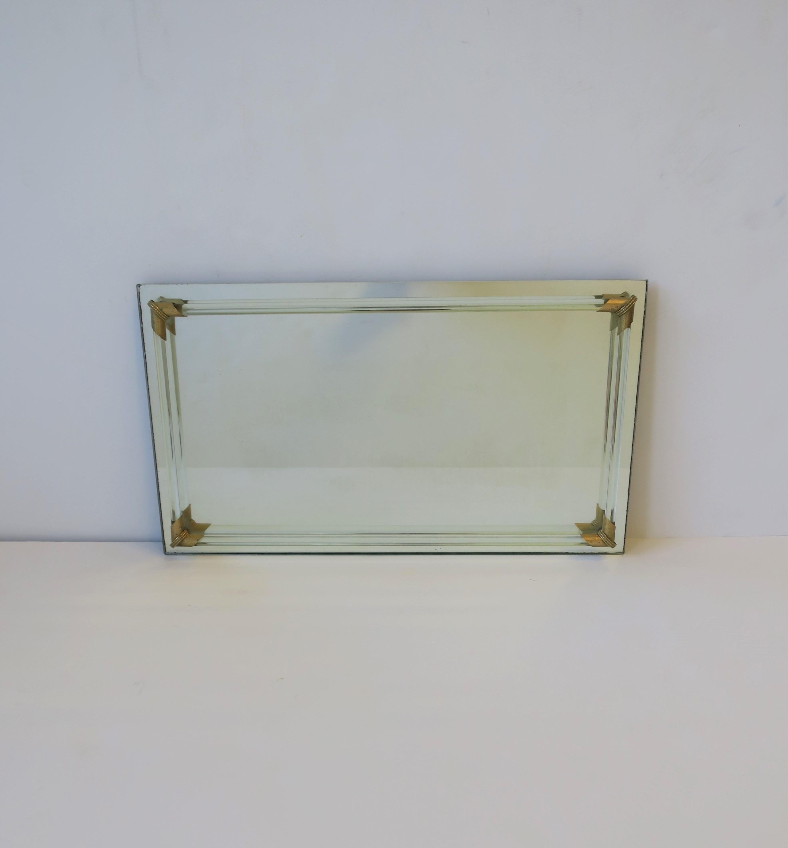 Modern Mirror Glass and Brass Vanity Tray 2