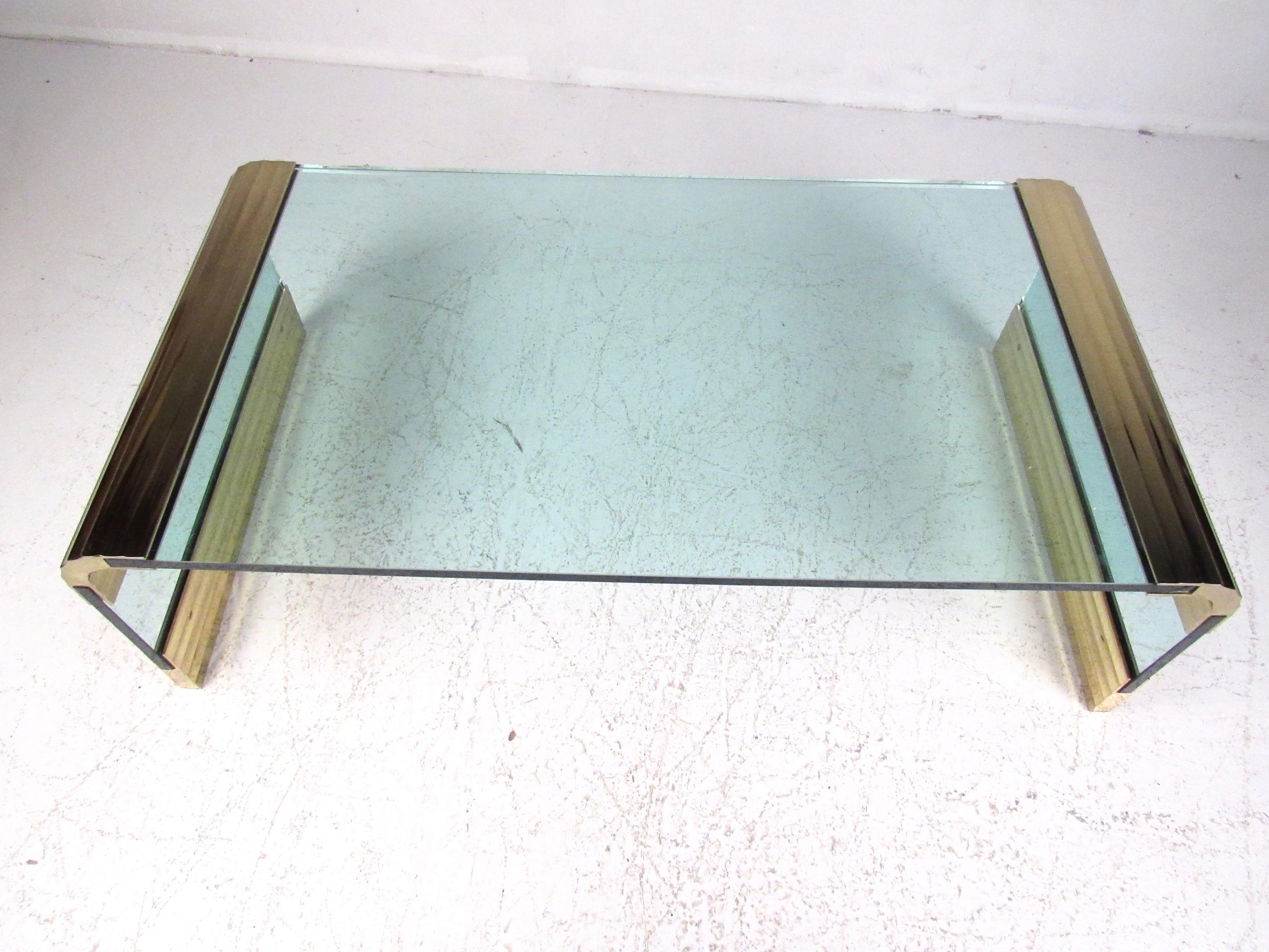 glass waterfall side table