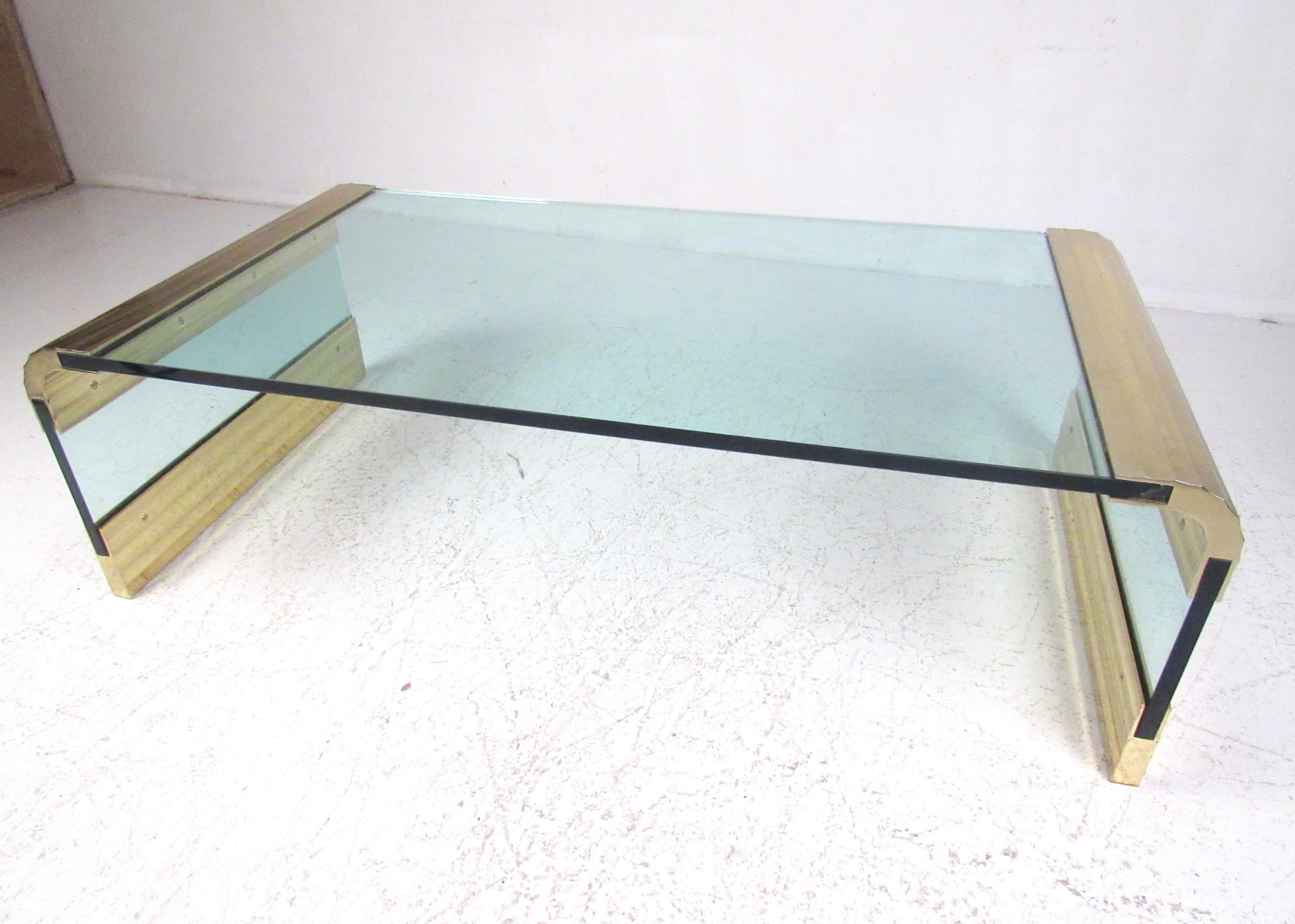 waterfall glass coffee table