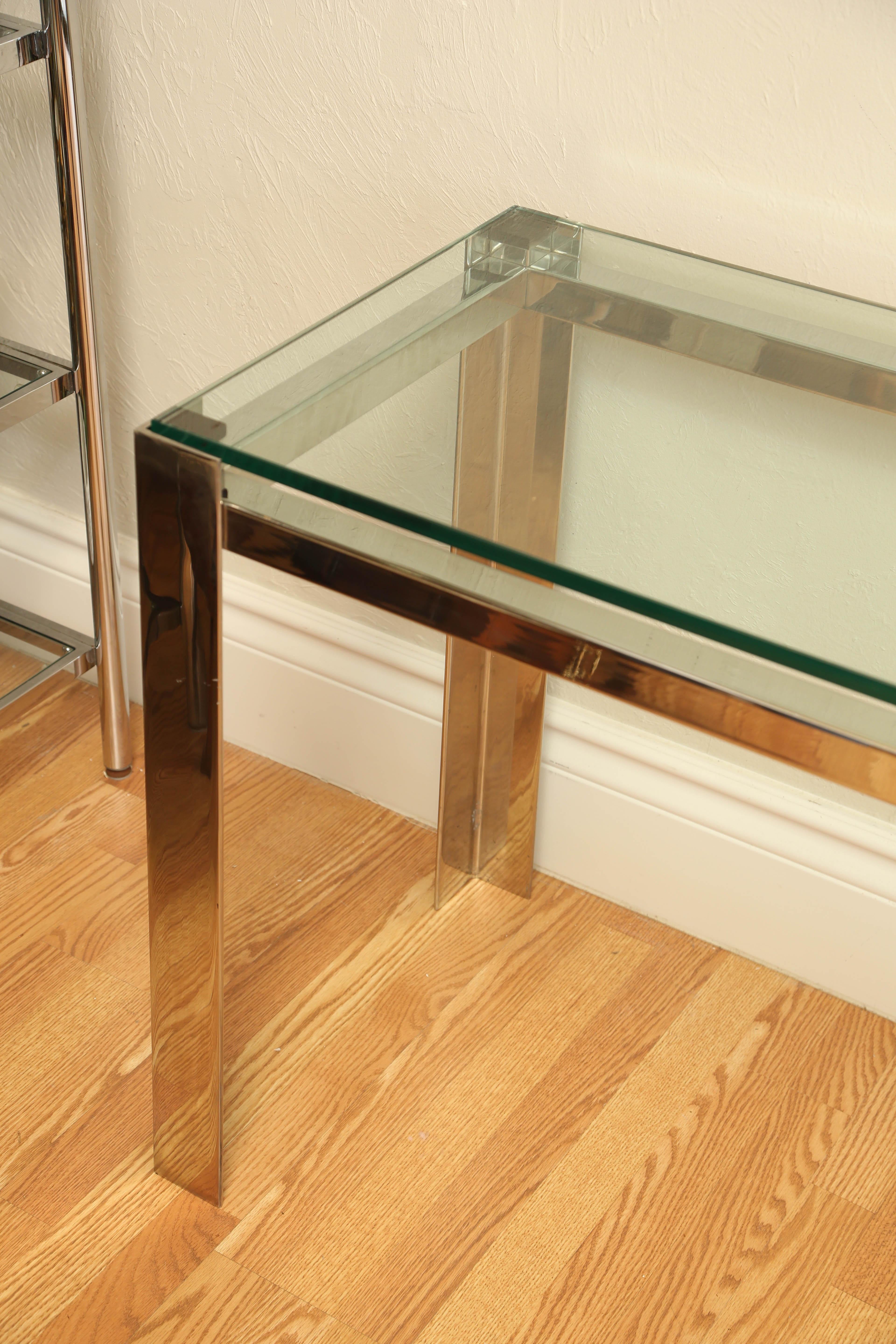 20th Century Modern Glass and Chrome Console