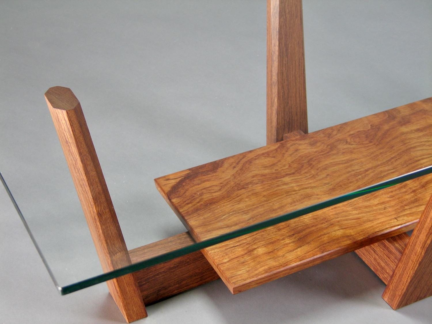 Modern Glass and Bubinga Coffee Table by Thomas Throop/ Black Creek Designs - In Stock For Sale
