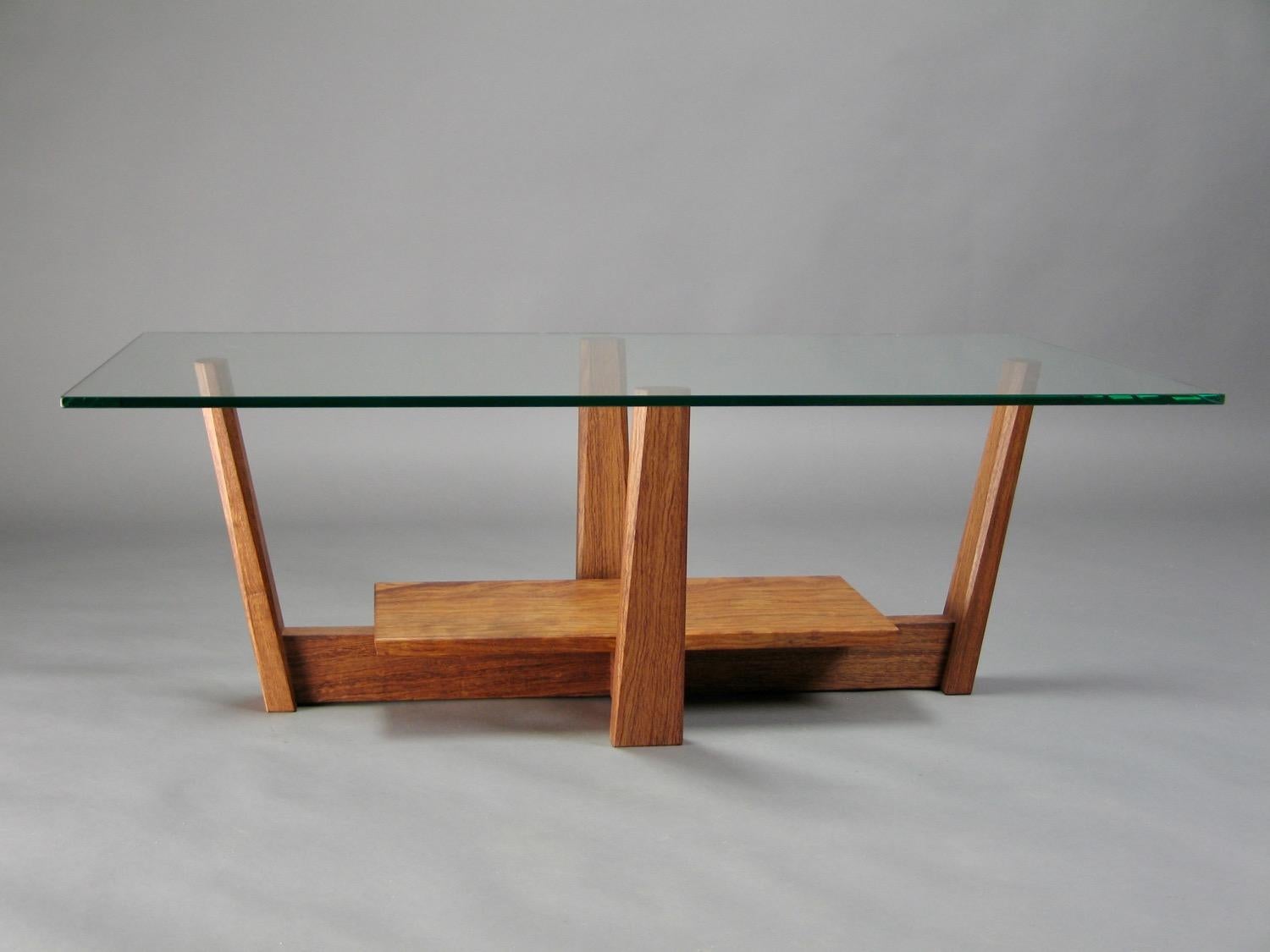 American Glass and Bubinga Coffee Table by Thomas Throop/ Black Creek Designs - In Stock For Sale