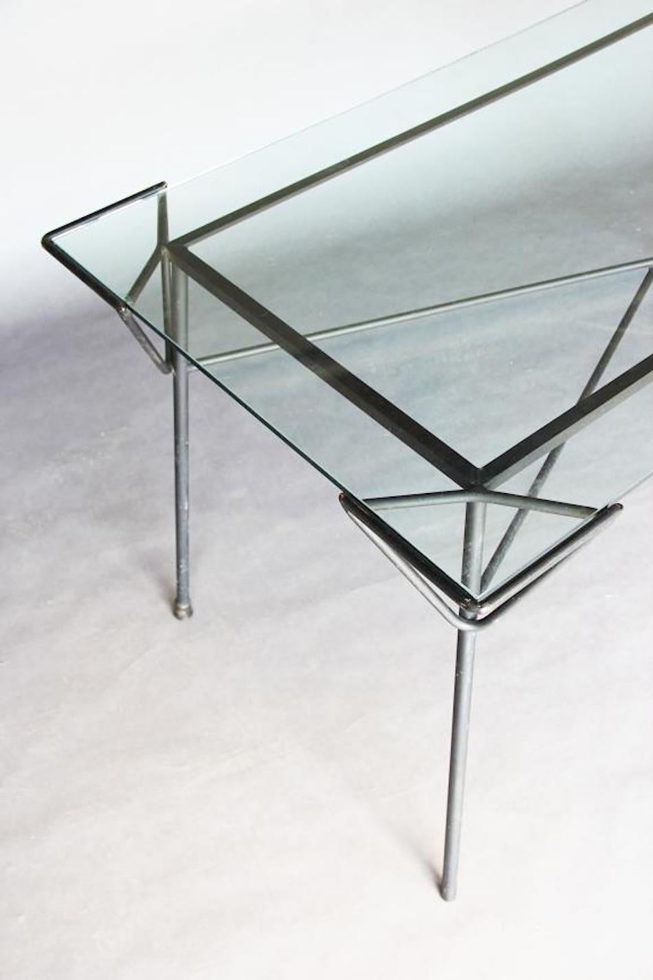 20th Century Modern Glass and Iron Table For Sale