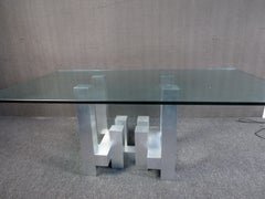 Modern Glass and Metal Table in the Style of Paul Evans
