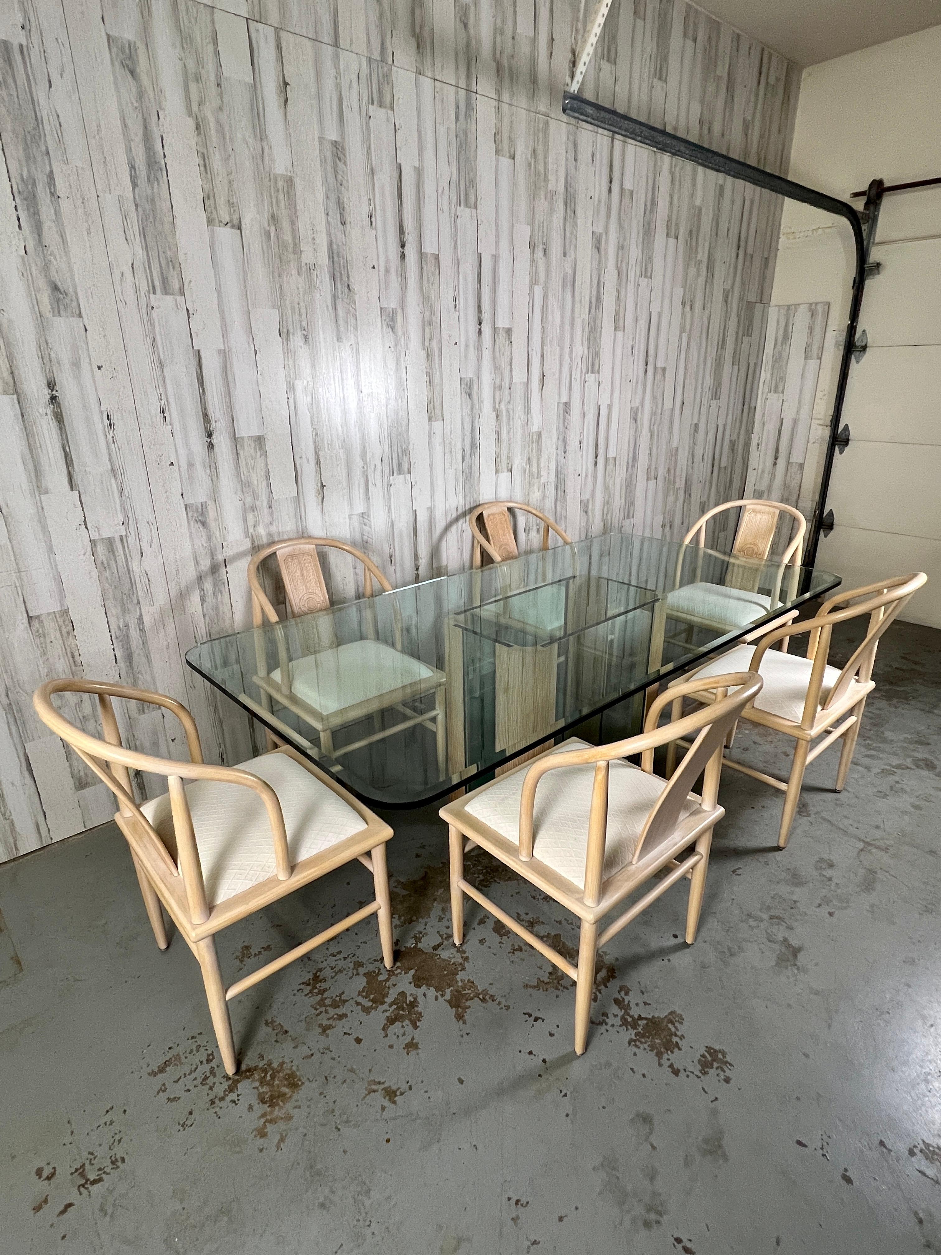 Modern Glass and Oak Dining Table For Sale 9