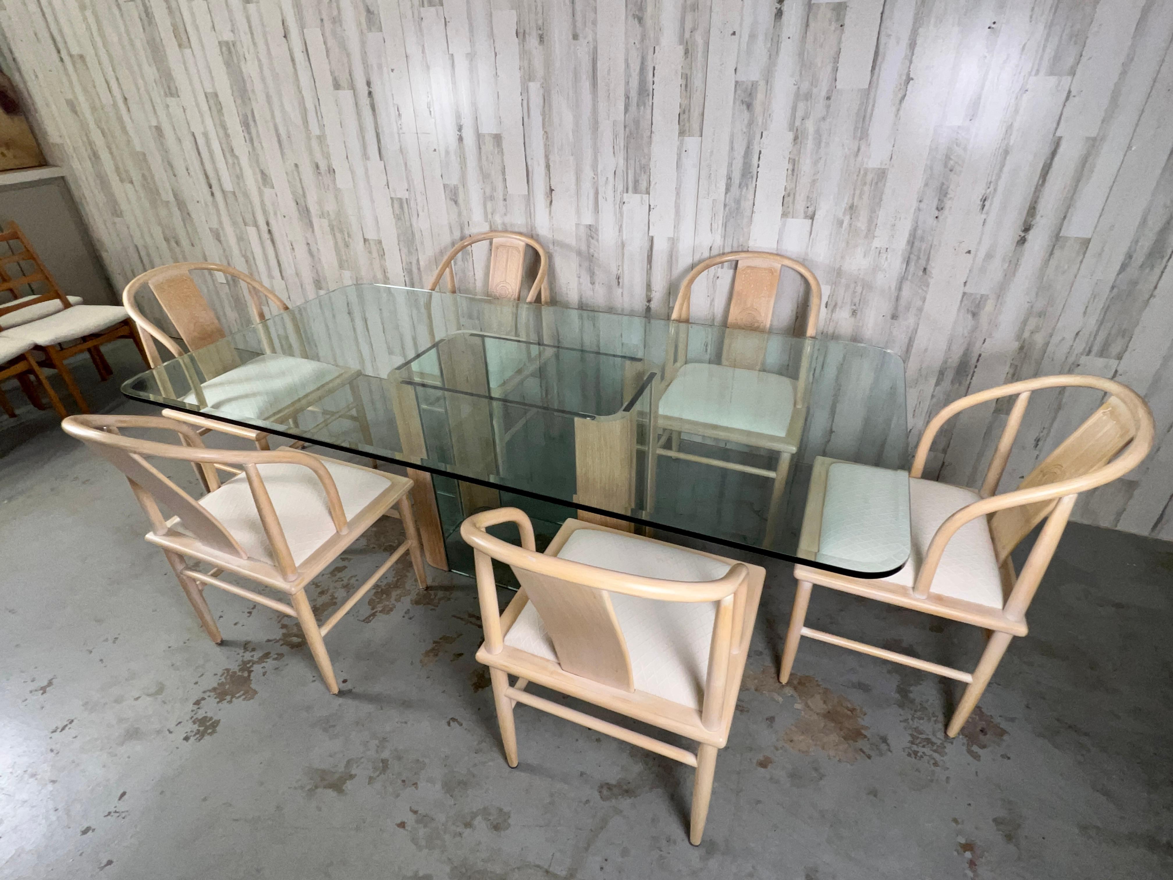 Modern Glass and Oak Dining Table For Sale 11