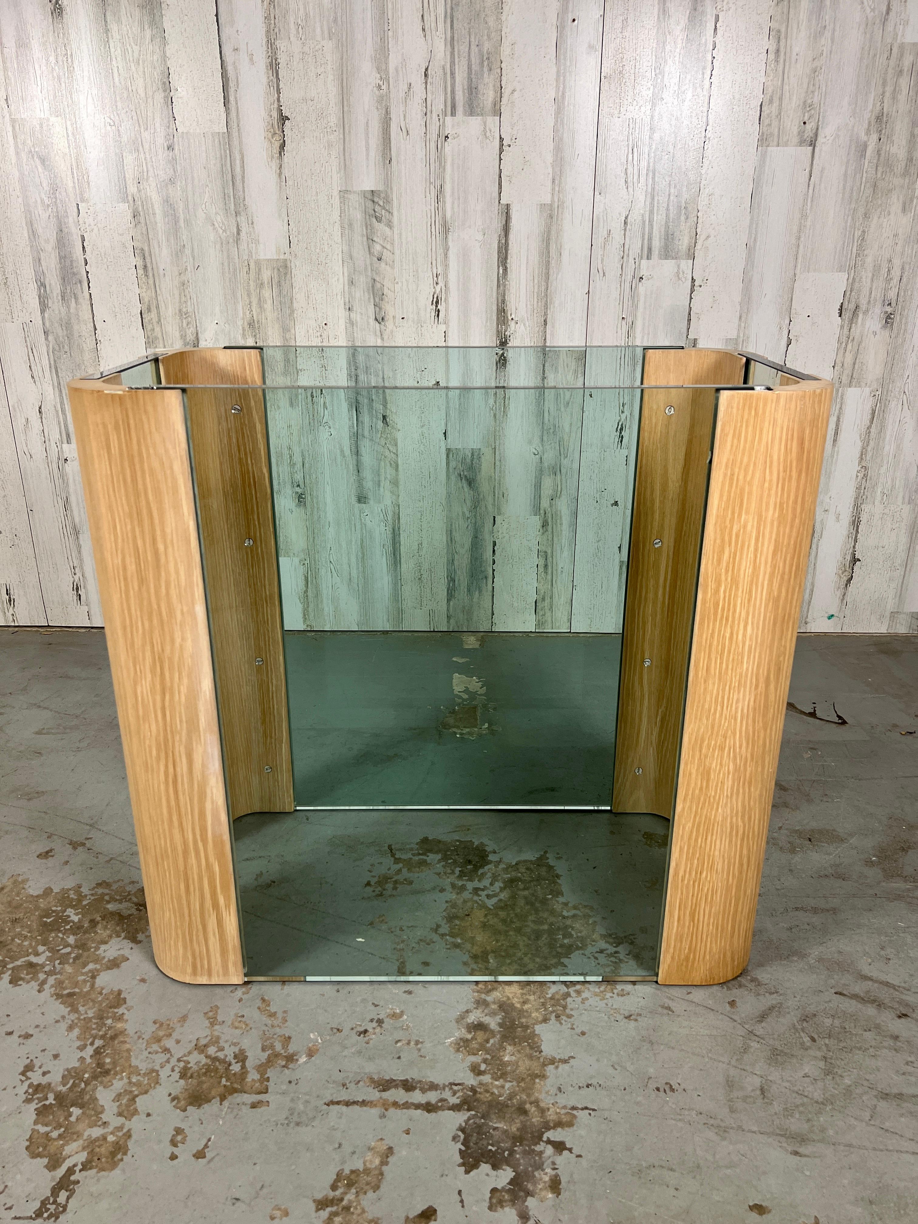 Modern Glass and Oak Dining Table For Sale 12