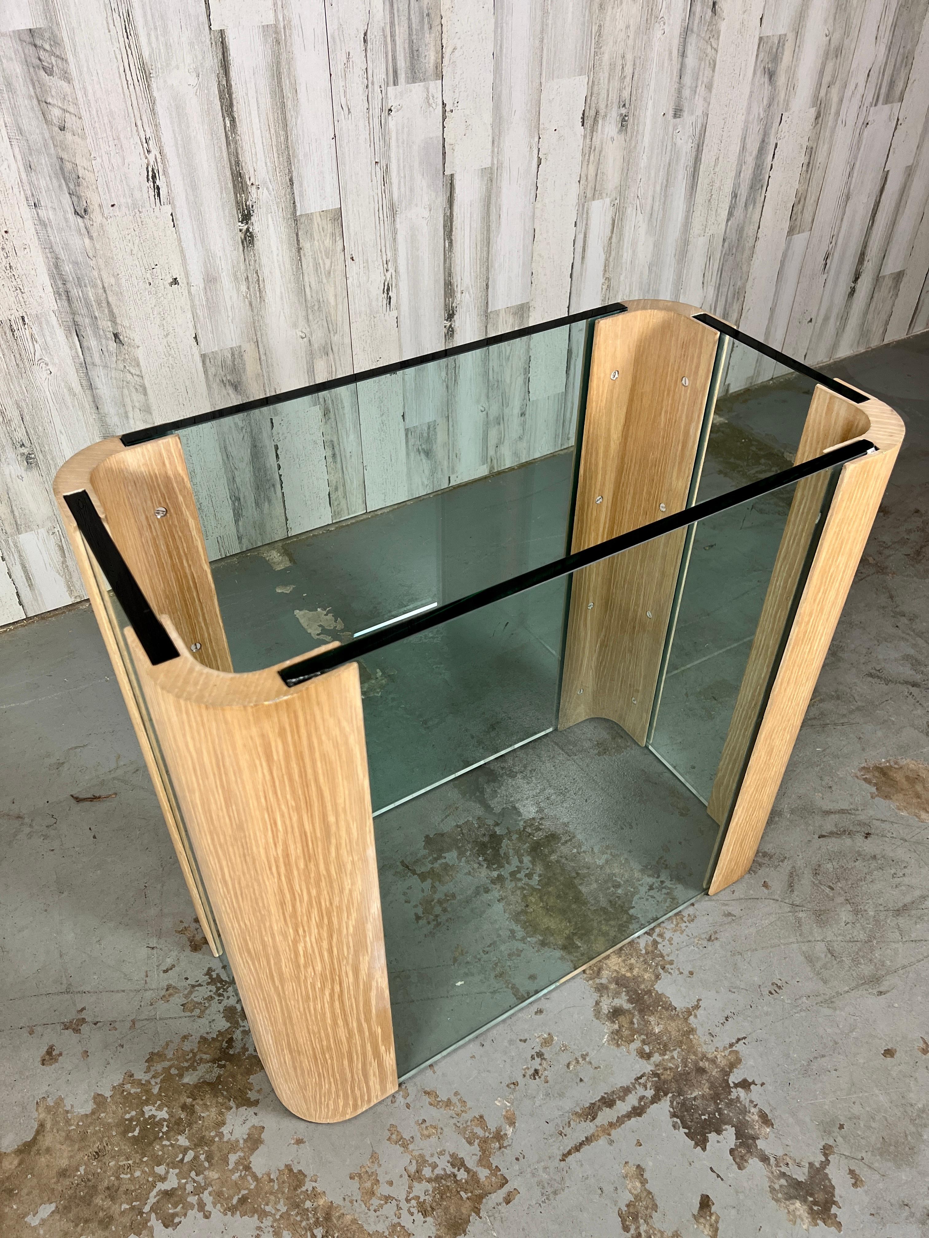 Modern Glass and Oak Dining Table For Sale 13