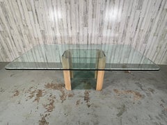 Modern Glass and Oak Dining Table