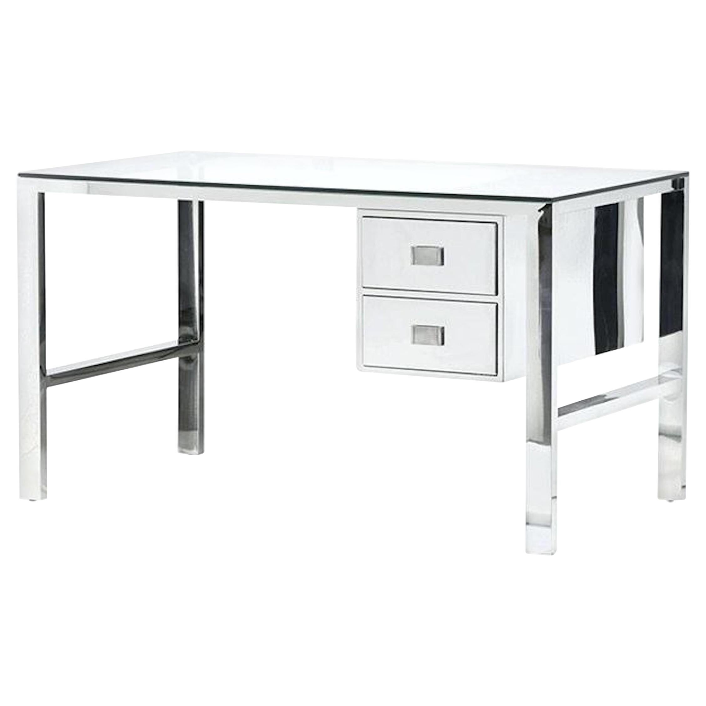 Modern Wood and Glass Desk For Sale at 1stdibs