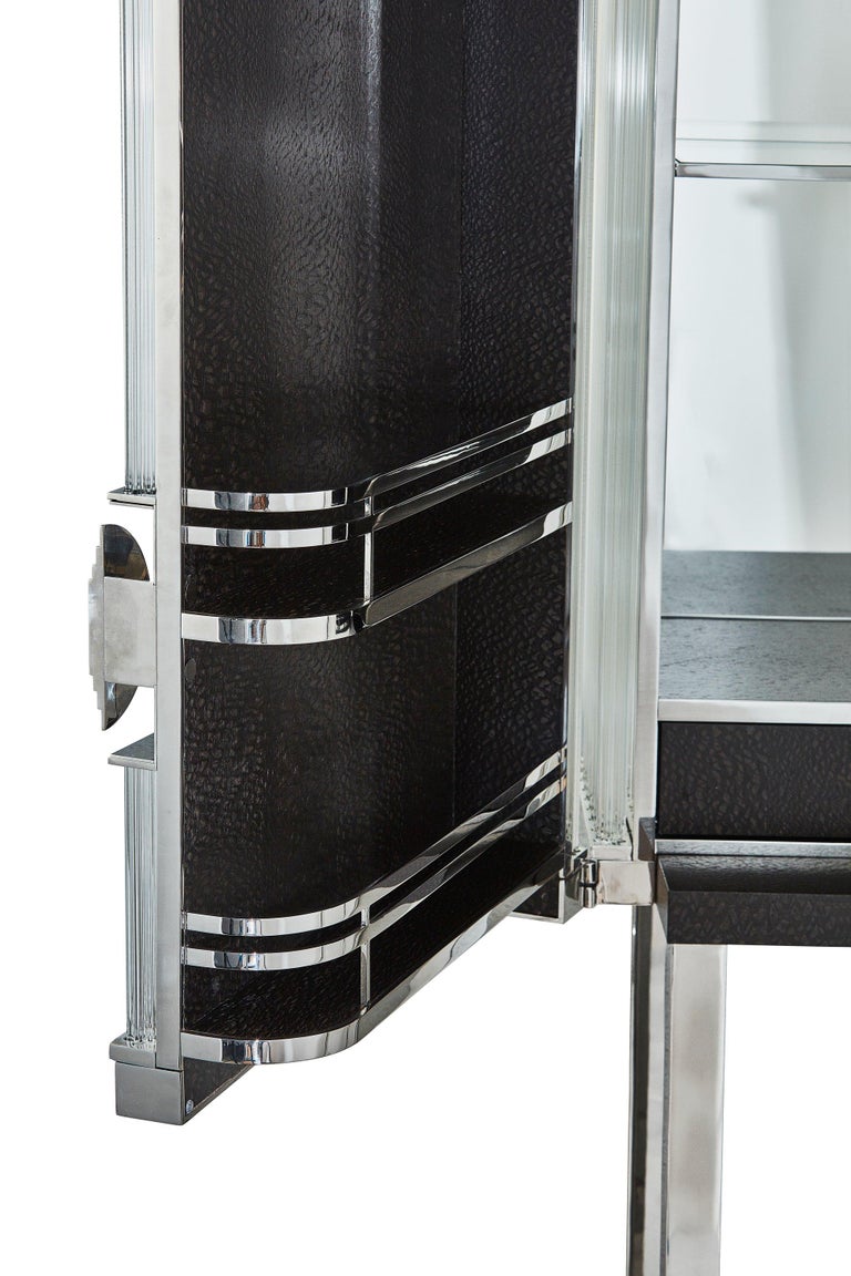 Modern Glass And Steel Dry Bar Or Cocktail And Drinks Cabinet