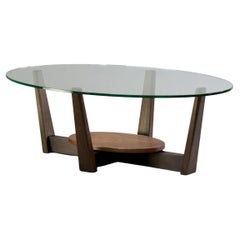 Modern Glass and Walnut Afilar Coffee Table - Thomas Throop/ Black Creek Designs