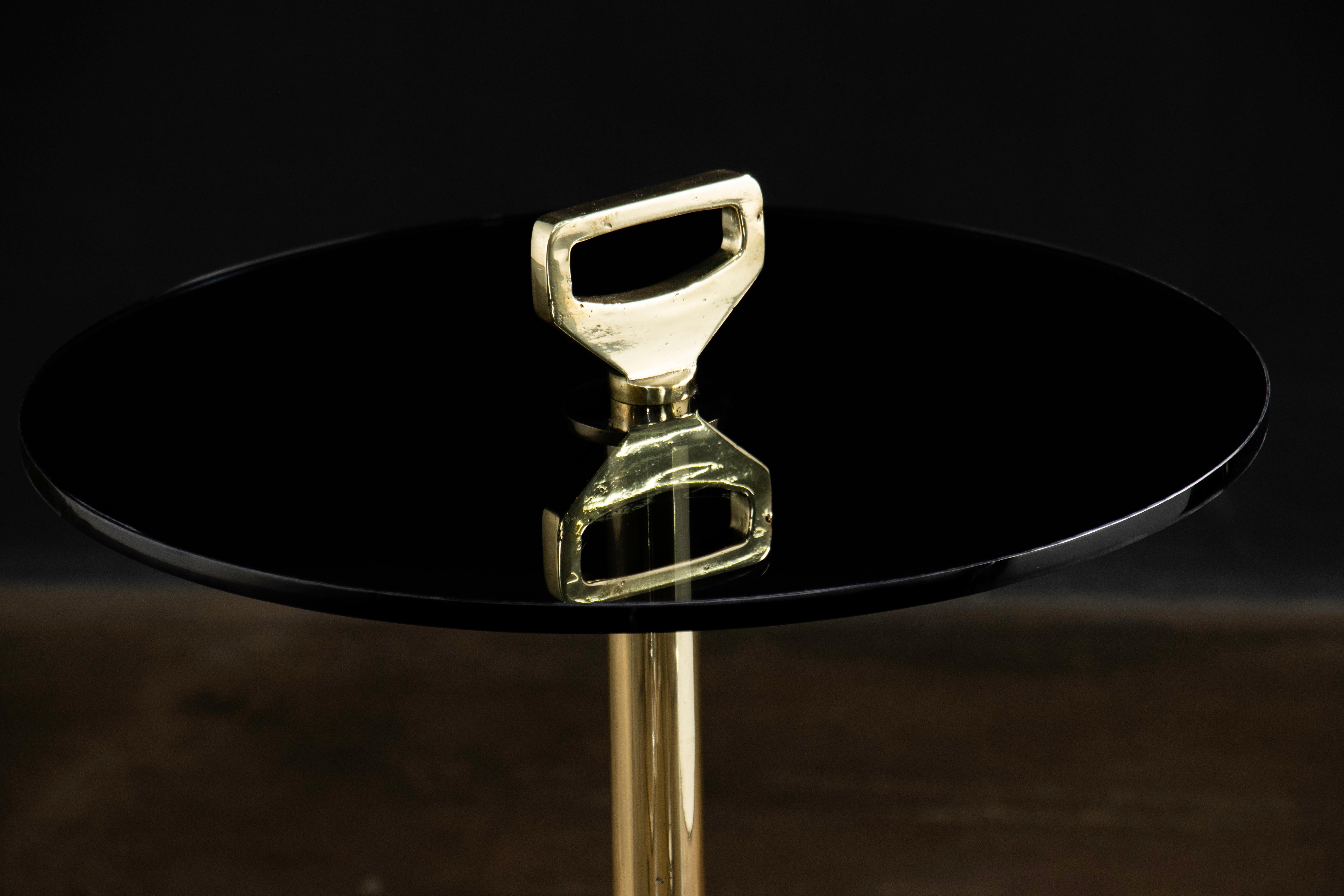 Mesa Cocktail Moderna de Cristal y Bronce Fundido de Costantini, Bellance 'En Stock' Argentino en venta