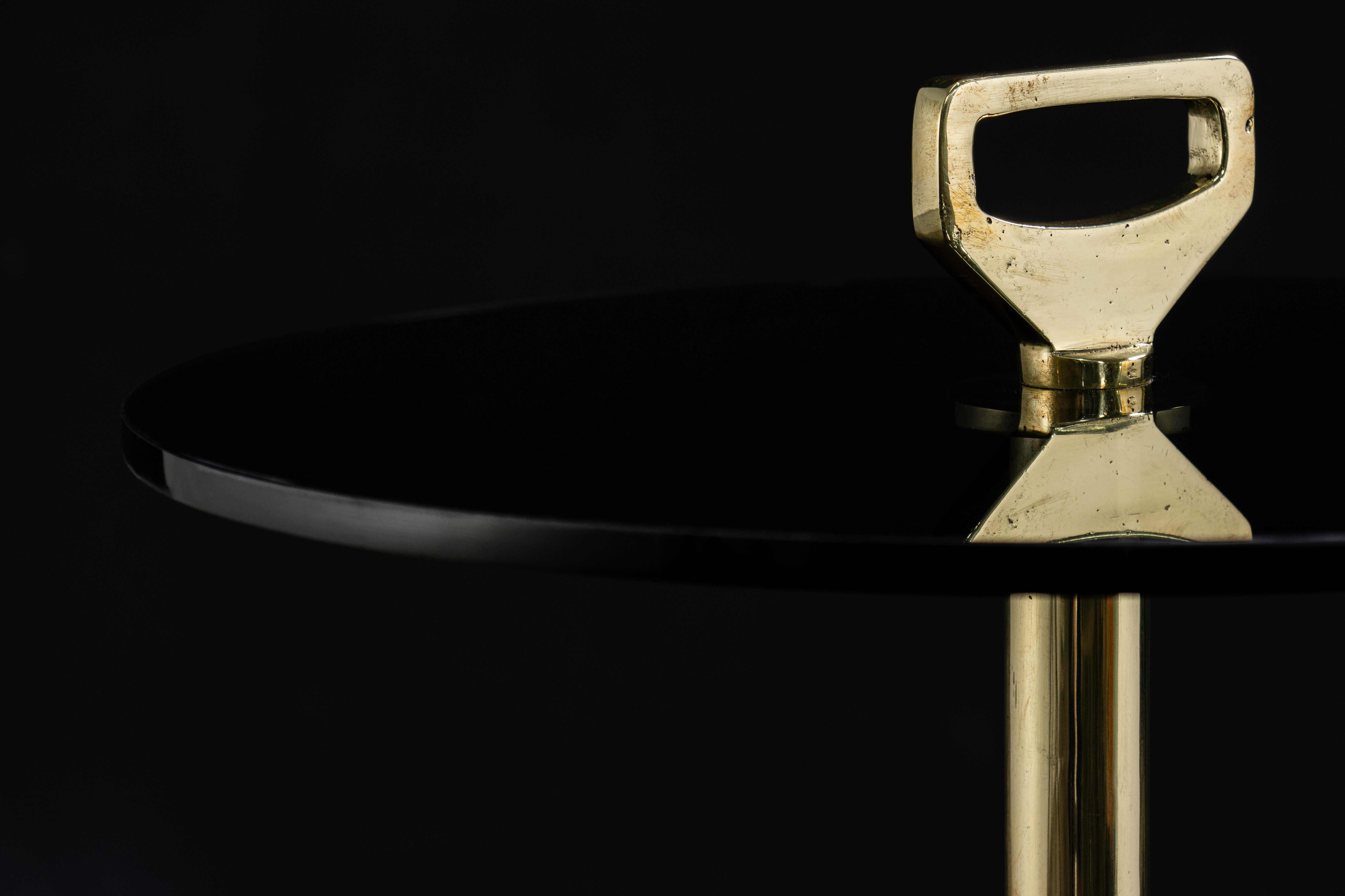 Mesa Cocktail Moderna de Cristal y Bronce Fundido de Costantini, Bellance 'En Stock' en Nuevo estado para la venta en New York, NY