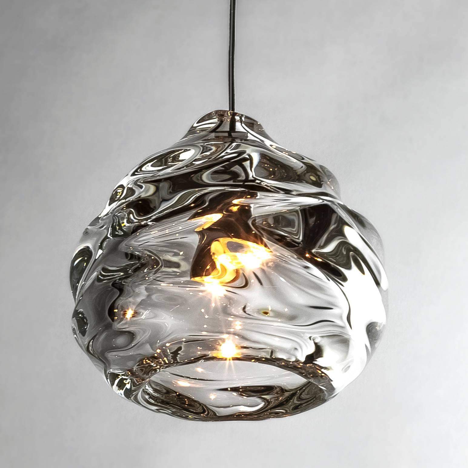 Modern Glass Chandelier, Nine Handblown Glass Happy Pendants, Made to Order In New Condition In Aliso Viejo, CA