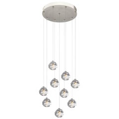 Modern Glass Chandelier, Nine Handblown Glass Happy Pendants, Made to Order