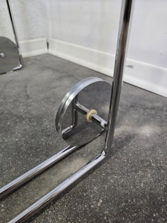 Modern Glass & Chrome Rolling Desk / Console Table