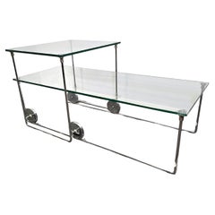 Modern Glass & Chrome Rolling Desk / Console Table Modern Glass & Chrome Rolling Desk / Console Table