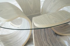 Modern Glass Coffee Table with Brazilian Rosewood “Orchid” Petal Base