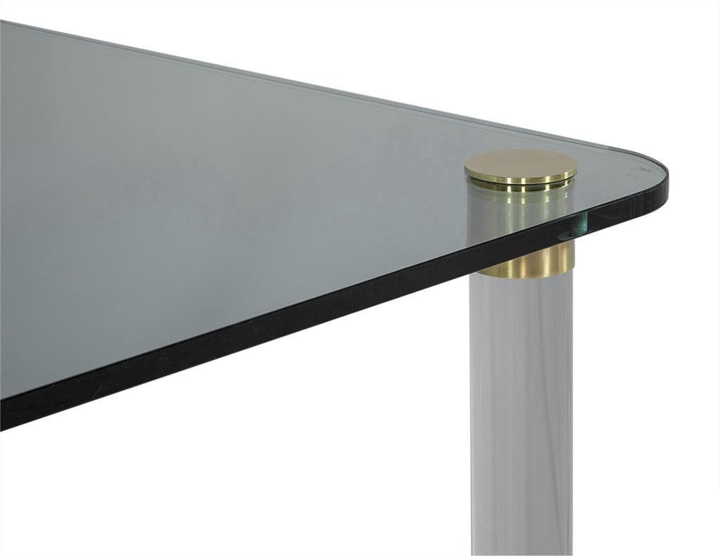 Modern Glass Dining Table on Brass Capped Lucite Legs 1