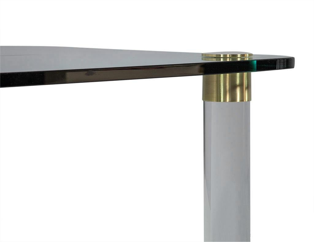 Modern Glass Dining Table on Brass Capped Lucite Legs 2