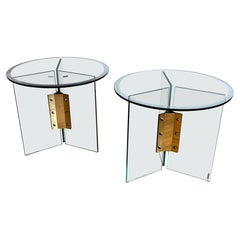 Tavolini moderni in vetro con inserti in ottone