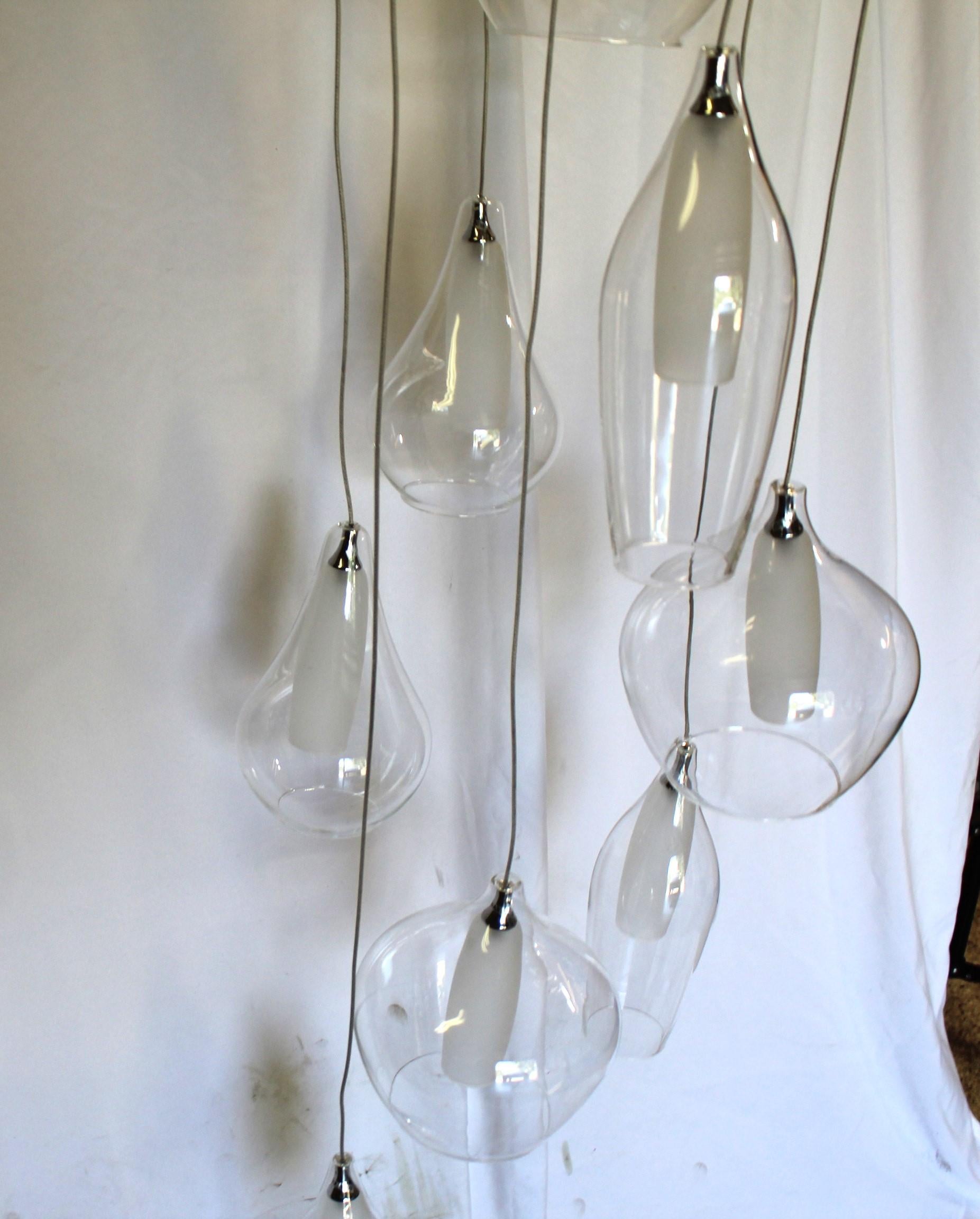 Calco Lampadario moderno a globo in vetro  , 8 tonalità  , Plafoniera in nichel lucidato Hi in vendita