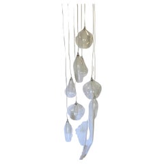 Modern Glass Globe Chandelier  , 8 shades  , Hi polished Nickel Ceiling cap