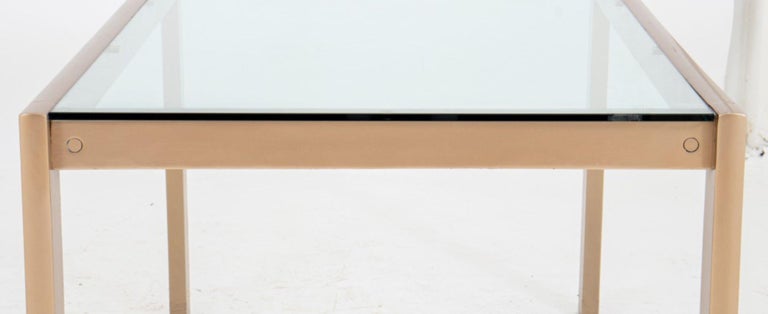 Table Frame Offset Inset Modern Glass Inset Enamelled Frame Dining Table For Sale at 1stDibs