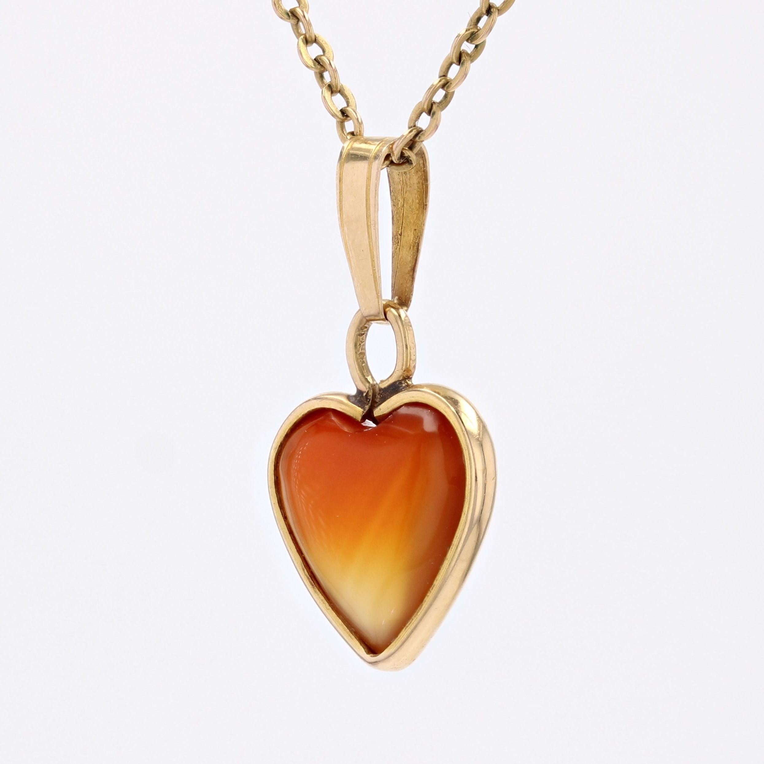 Pendentif cœur moderne en or jaune 18 carats avec pâte de verre Excellent état - En vente à Poitiers, FR
