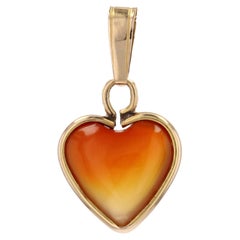 Pendentif cœur moderne en or jaune 18 carats avec pâte de verre